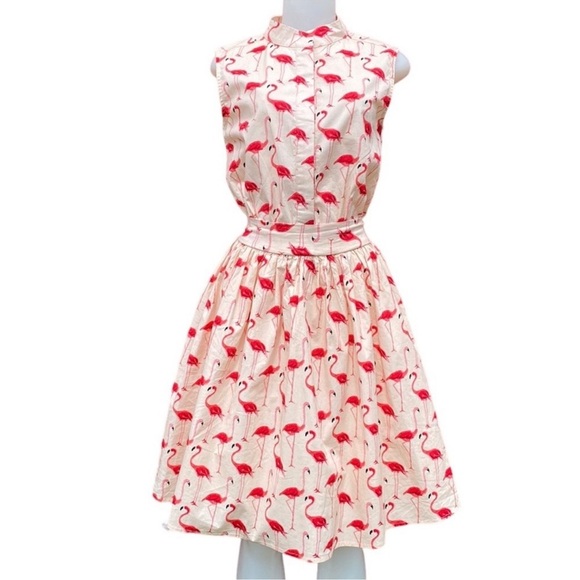 Chicwish Flamingo Print Mini Dress in Pink - Picture 2 of 16